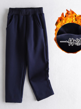 女童校服红色儿童运动裤
