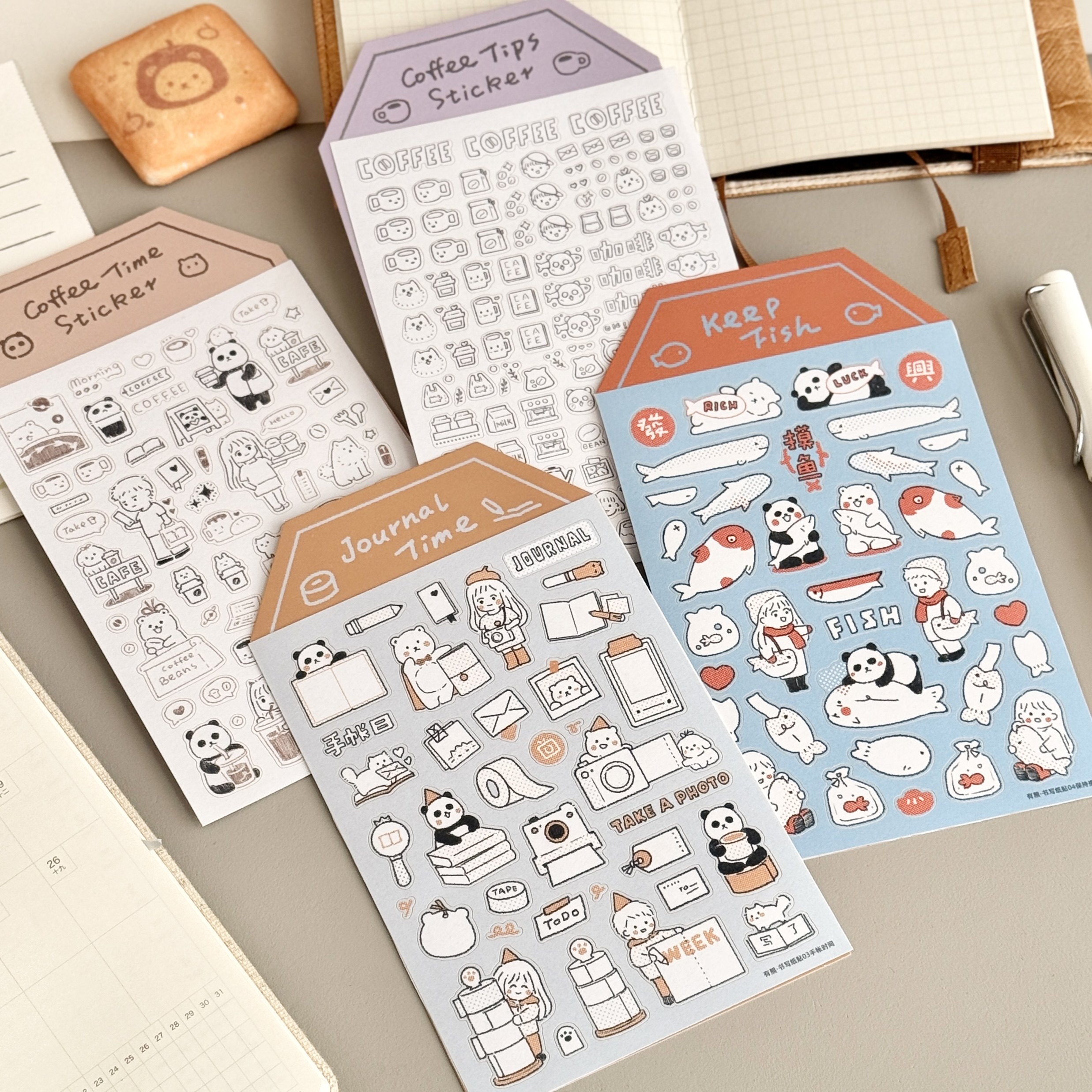 有熊可涂色插画贴纸手帐时间保持摸鱼 咖啡小事书写纸模切DIY设计,文具电教/文化用品/商务用品,贴纸/立体贴纸,淘宝优惠券,粉丝福利购,淘宝优惠卷