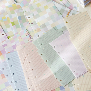 法文彩虹格A7M5活页内页 彩页素材纸手帐活页本替芯 打孔便签有熊