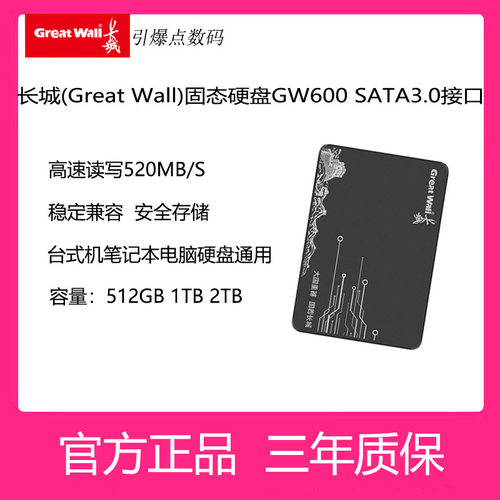 长城固态硬盘2.5寸SATA512G1T2T