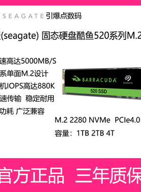 希捷固态硬盘520系列1T 2T 4T M.2电竞玩家 笔记本式机 PS5游戏机