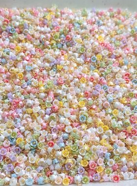 树脂仿真迷你混搭小花朵吊坠diy手工材料包绕线花环头饰手链配件