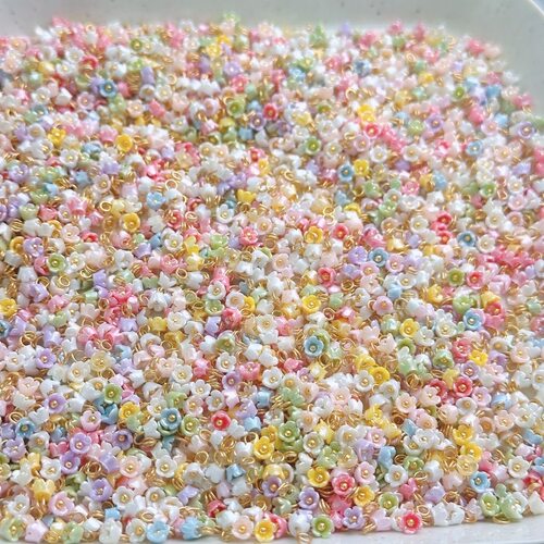 树脂仿真迷你混搭小花朵吊坠diy手工材料包绕线花环头饰手链配件