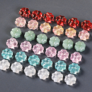 20颗直孔琉璃四叶草10mm珠子散珠手工diy串珠手链发簪头饰珠材料