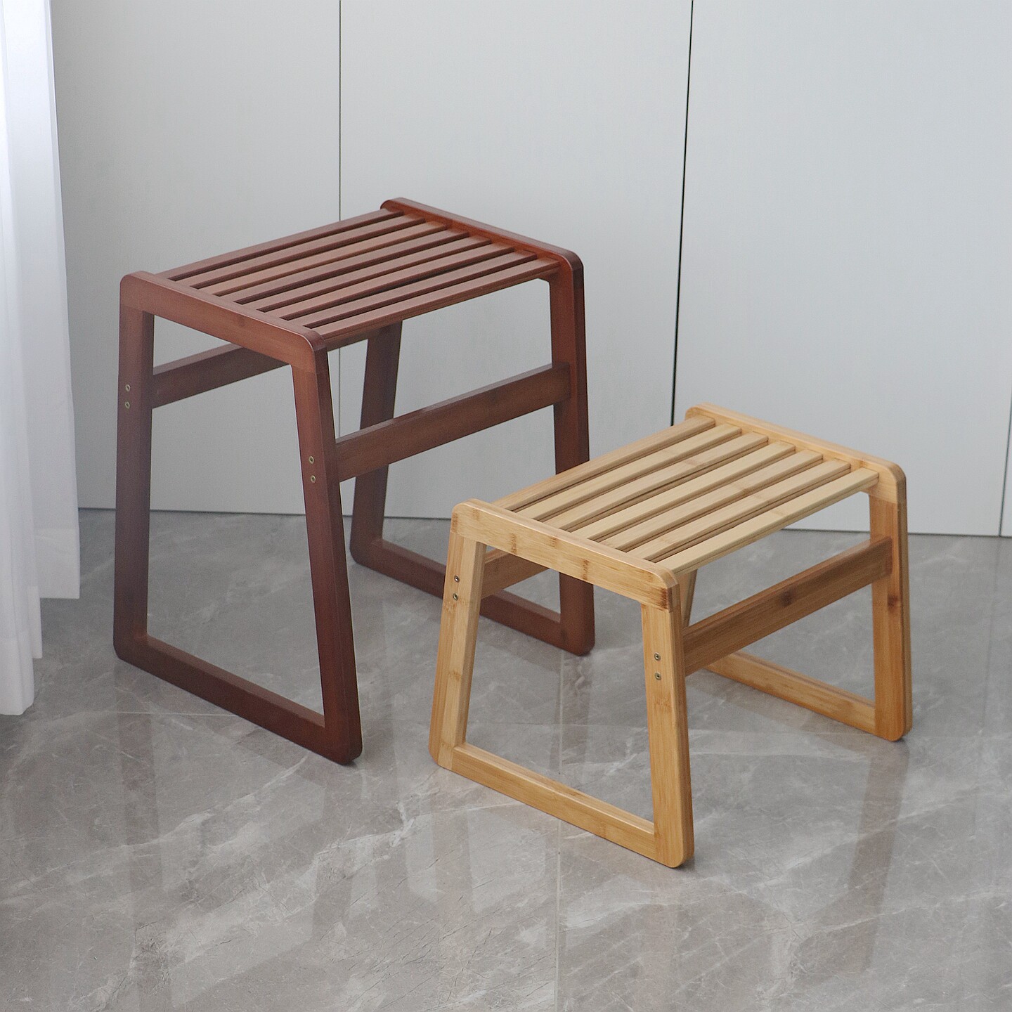 凳子家用板凳浴室网红小型客厅厕所轻奢高级儿童木凳创意竹编卧室