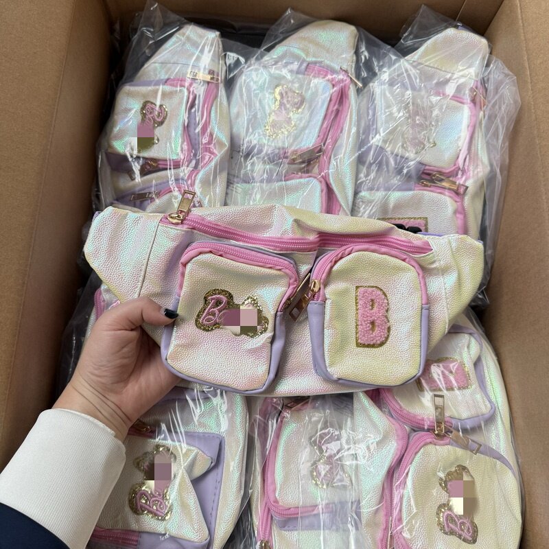 清仓特价！出美国单辣妹少女字母亮片胸包多口袋镭射腰包挎包女