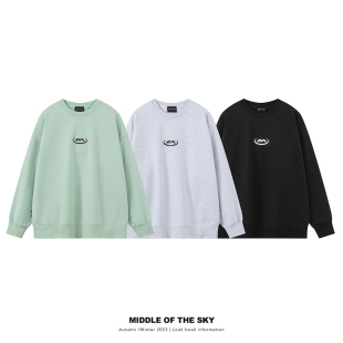 MIDDLE OF THE SKY秋季新款宽松前后印花圆领卫衣