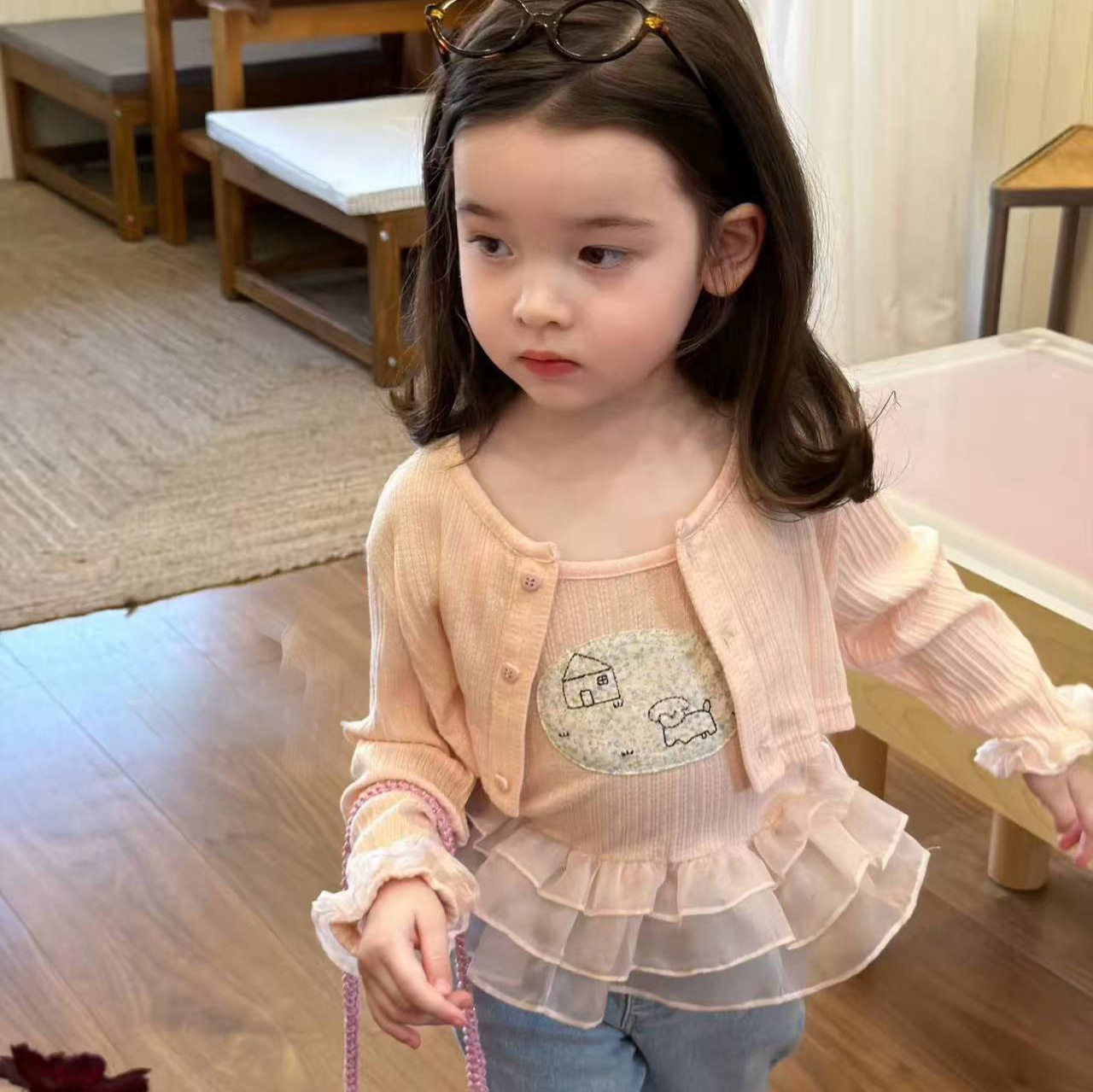 韩系女童三件套2026春夏款新儿童运动套装