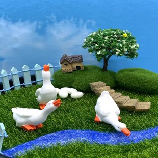 微景观仿真迷你白鹅小白鸭动物树脂盆景多肉盆栽造景装饰品小摆件