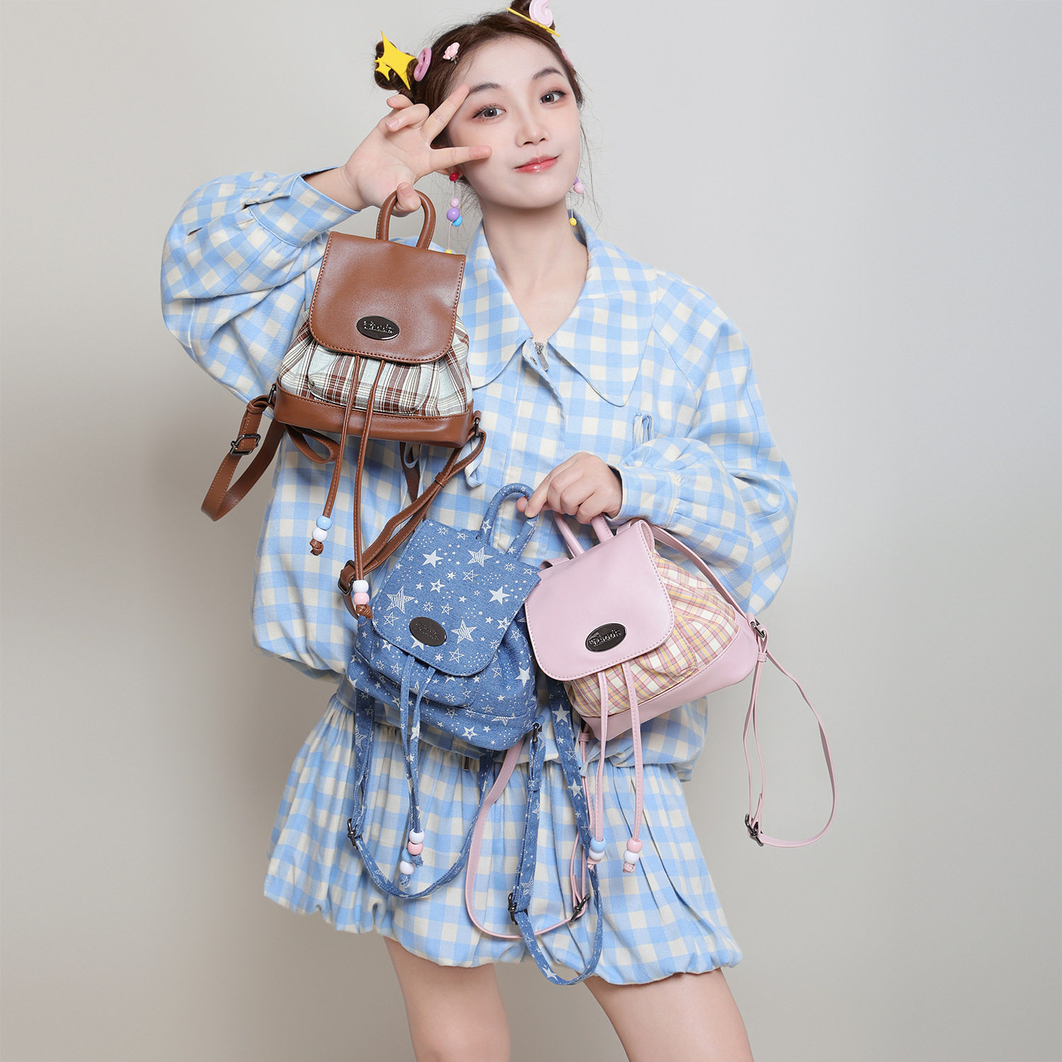 韩国牛仔双肩包女 2025冬新款甜酷复古学生外出背包小型手提书包C,箱包皮具/热销女包/男包,单肩包,淘宝优惠券,粉丝福利购,淘宝优惠卷