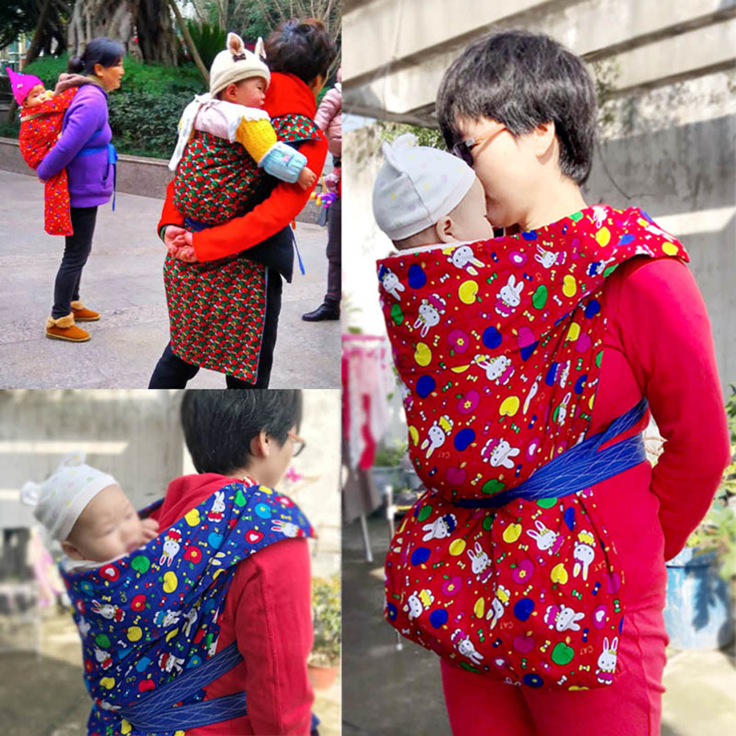 四川成都双肩背带保暖冬季可折叠婴儿传统老式灯芯绒棉布小孩背巾