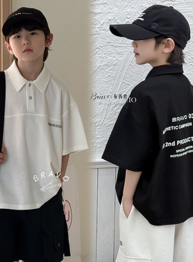 布芮欧百搭POLO衫2025夏新款童装男女童翻领短袖T恤学生上衣16162