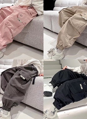 大E小e儿童百搭工装裤2025春夏款男女童潮版束脚长裤休闲裤99155