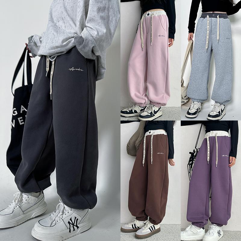 嗨大E小e一体绒卫裤运动裤