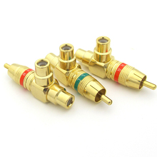 纯铜莲花音视频三通rca 2 av转接头2