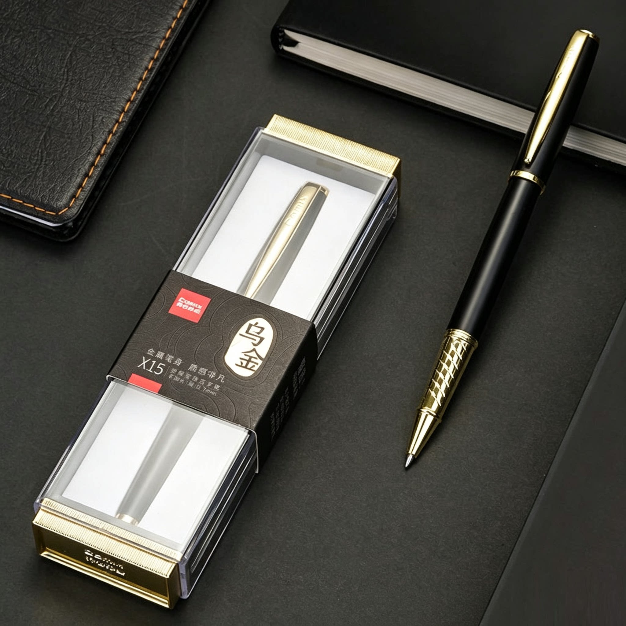齐心 X15 金属宝珠签字笔 子弹头 0.7mm 黑