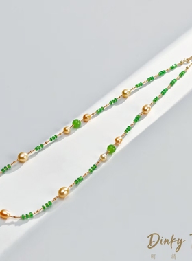 【DINKY】18K海水金珠keshi+宝石项链 DSL1156