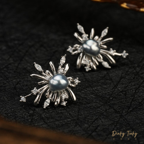 【TINKY】S925银海水keshi耳钉 DSE651