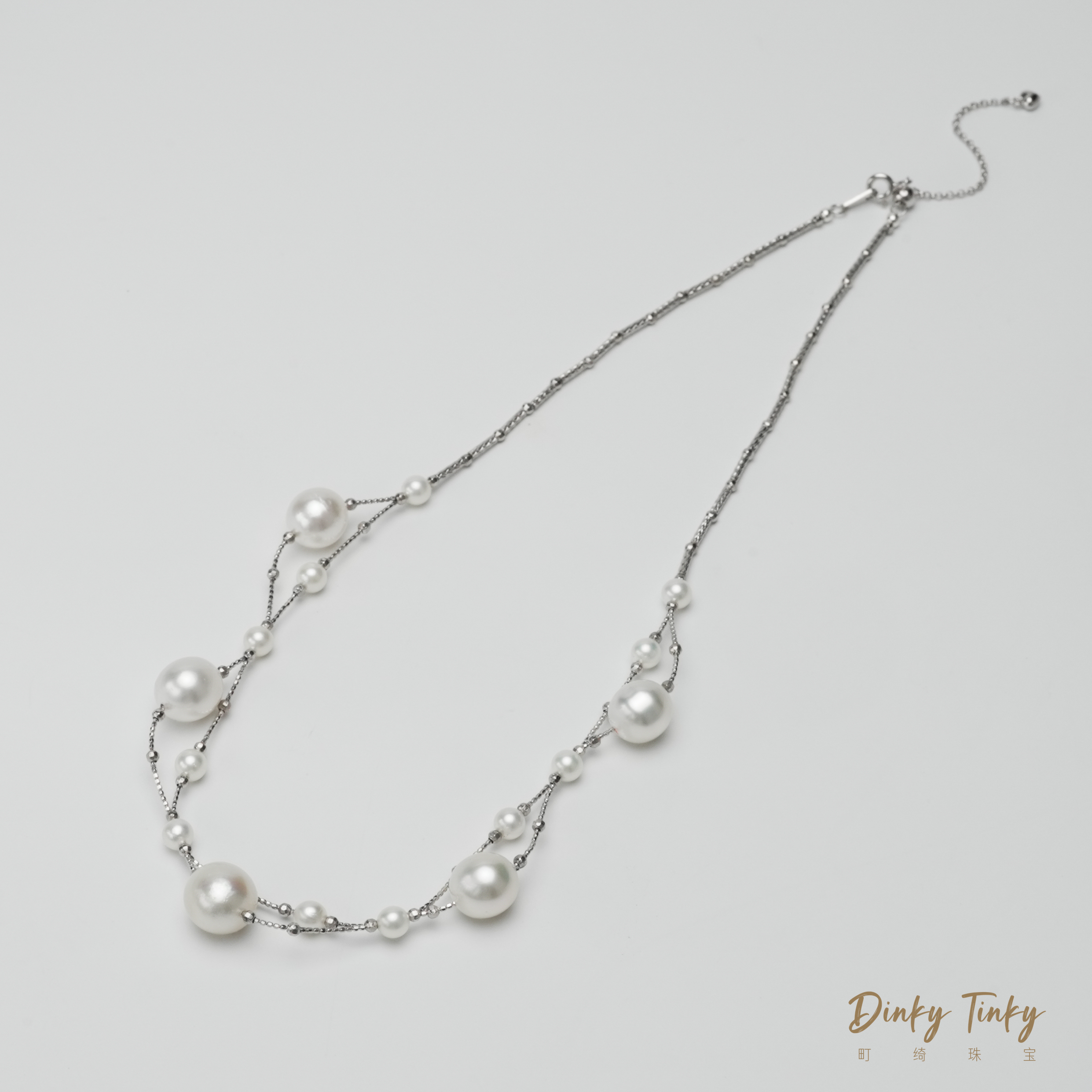 【TINKY】S925银澳白+akoya编织项链 DSL1094