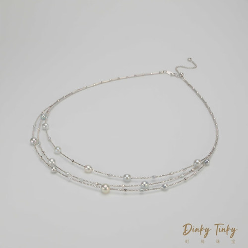 【TINKY】 s925天然色真多麻三层项链 DSL794