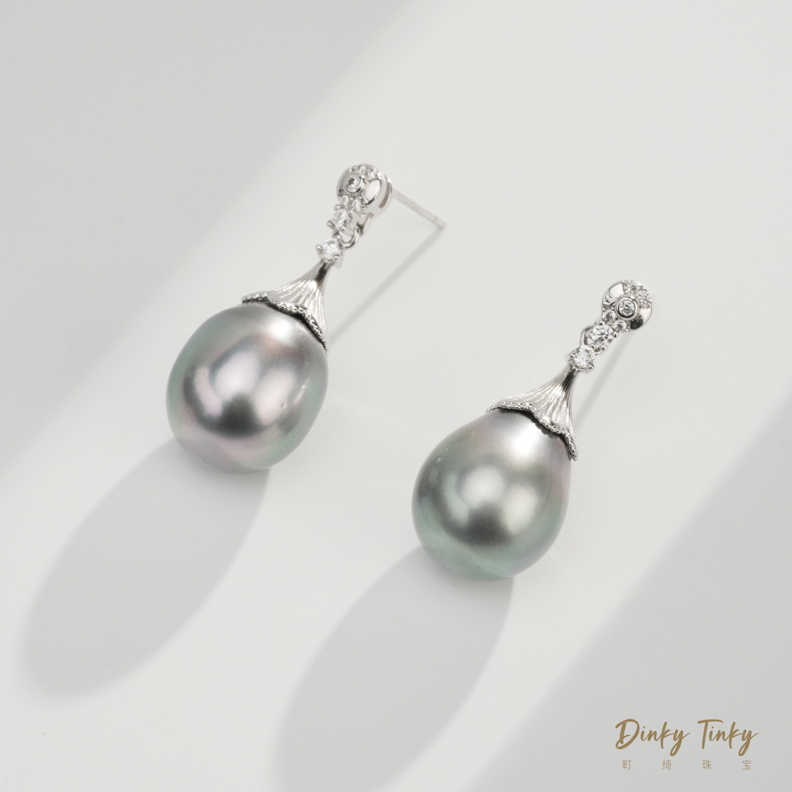 【TINKY】S925银海水大溪地水滴耳钉 DSE474