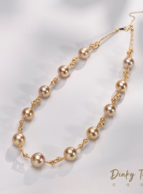 【DINKY】18K“生日编织”海水金珠炫彩玫瑰闪电项链 DSL1288