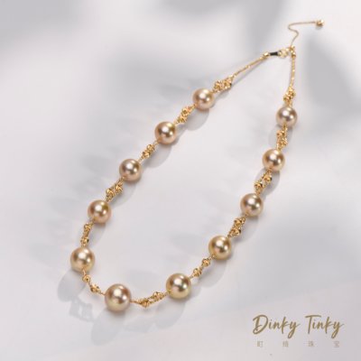 【DINKY】18K“生日编织”海水金珠炫彩玫瑰闪电项链 DSL1288