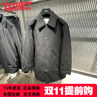 GXG男装2026秋季新品黑色都市宽松时尚微阔翻领风衣 G26A083003