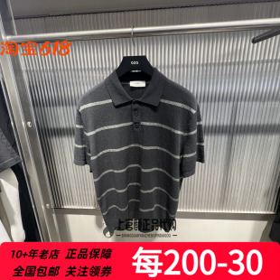 GXG男装特26夏季新品翻领短袖POLO衫黑灰条纹青年潮牌 G26A242015