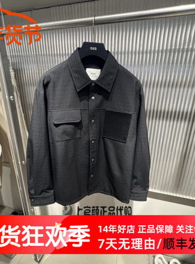 GXG男装 2026春季新品口袋衬衫式黑色翻领夹克小外套 G26A211021
