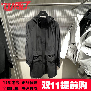 GXG男装青年春季新品新年系列黑色连帽中长款风衣外套GFX10801191