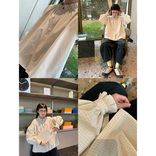 猴子家原创定制花边小立领日系纯棉宽松大版娃娃衫百搭荷叶袖衬衫