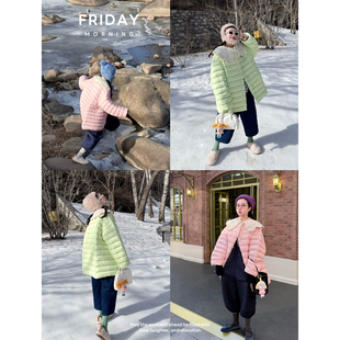 猴子家自制廓形大泡芙白鸭绒小圆领面包羽绒服高充绒量中长款外套