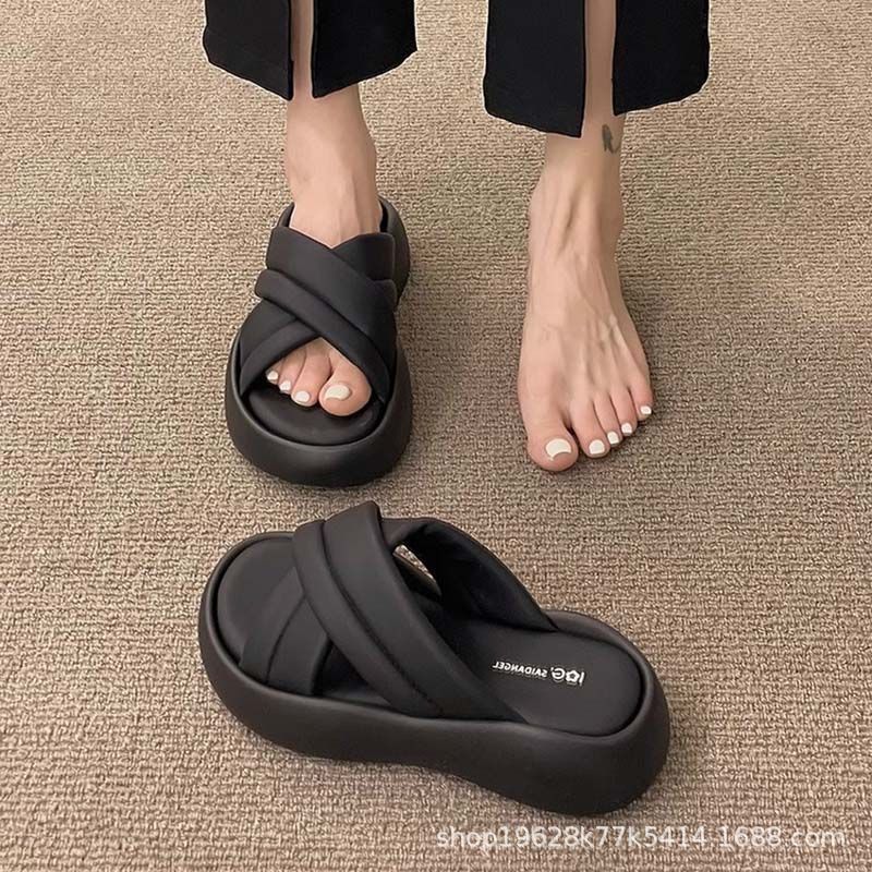 增高厚底懒人拖鞋女夏外穿沙滩鞋