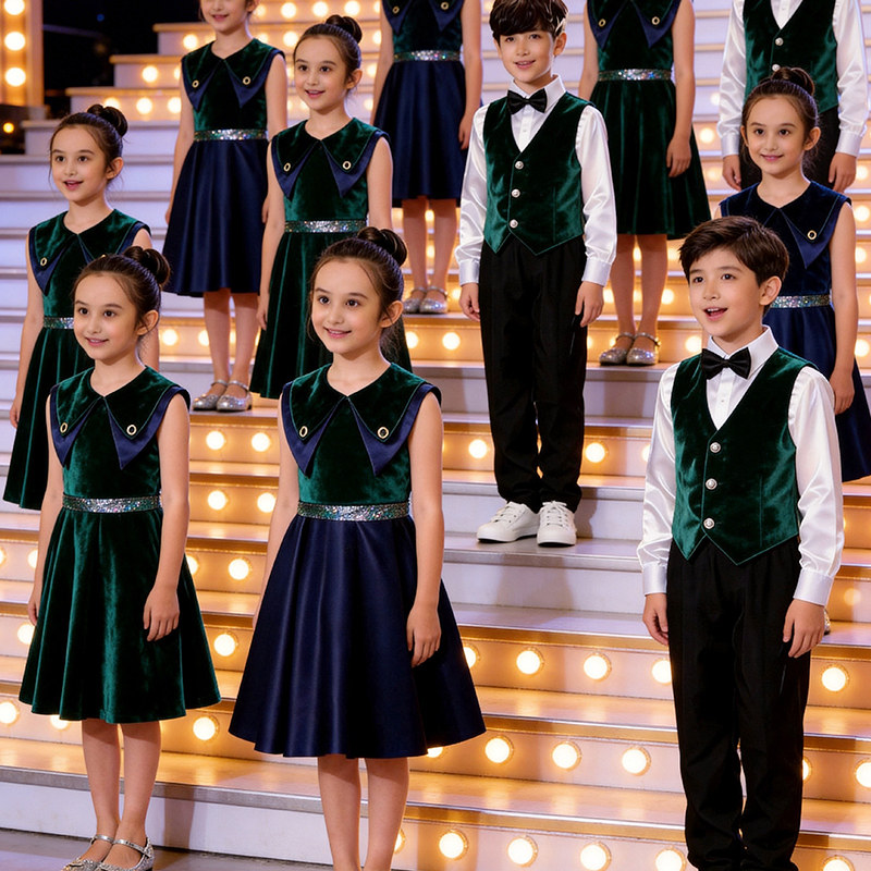 六一儿童合唱服装演出服男女童礼服中小学生表演朗诵纱裙舞蹈服装