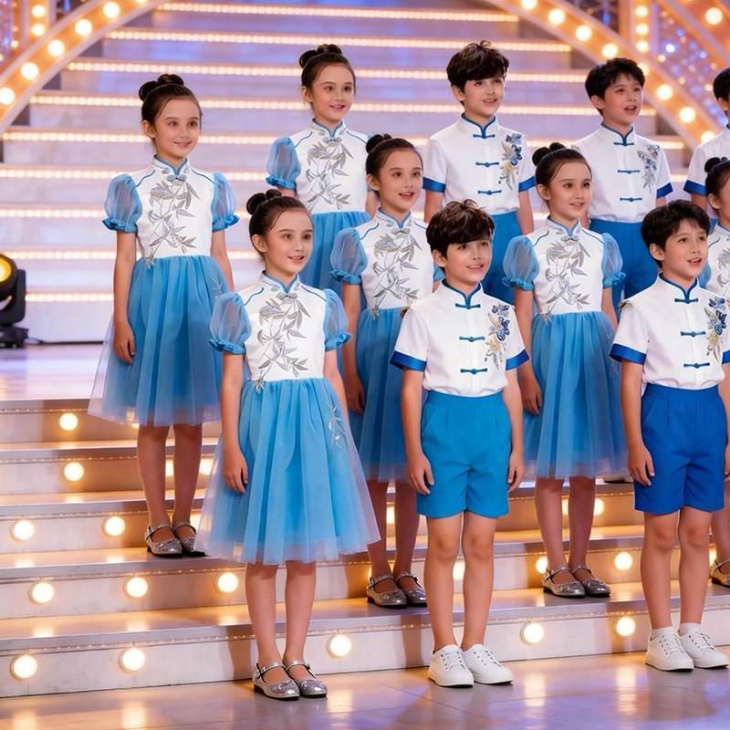 六一儿童合唱服装演出服男女童礼服中小学生表演朗诵纱裙舞蹈服装