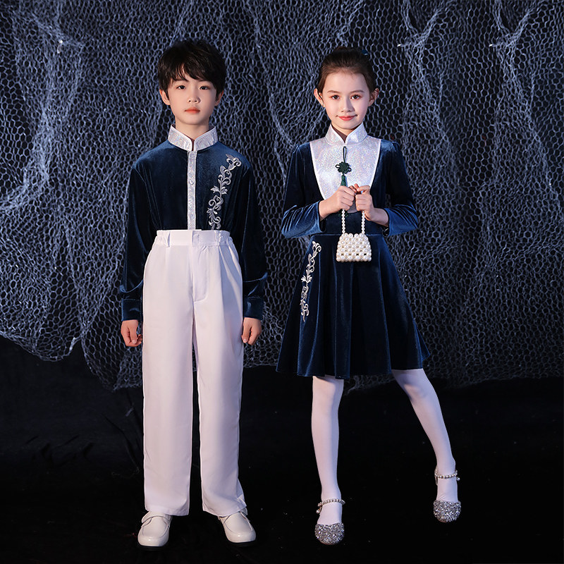 六一儿童合唱服装演出服男女童礼服中小学生表演朗诵纱裙大合唱团