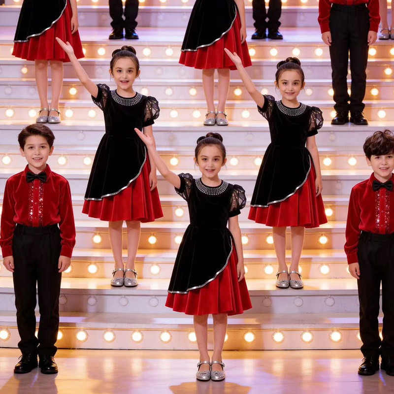 六一儿童合唱服装演出服男女童礼服中小学生表演朗诵纱裙舞蹈服装