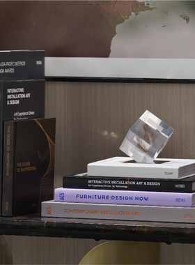 简约黑白灰精装饰品室内设计书摆件现代样板房书柜英文书陈设家居