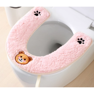 简约韩式小狗羊羔绒粘扣式马桶垫卡通坐便垫通用厕所坐便套马桶垫