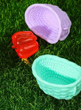 立体树脂DIY饰品彩色双耳贴边编筐钥匙扣挂件手机壳过家家配件