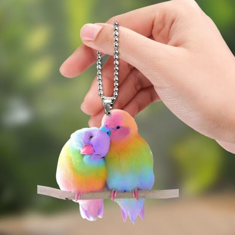 可爱汽车挂件钥匙扣书包情侣挂饰礼物鹦鹉挂件送男友女友小礼物