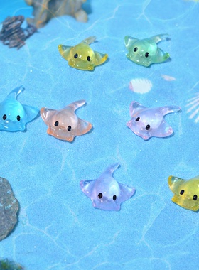 新款迷你可爱魔鬼鱼 微景观树脂透明小摆件 水族馆鱼缸装饰小配件