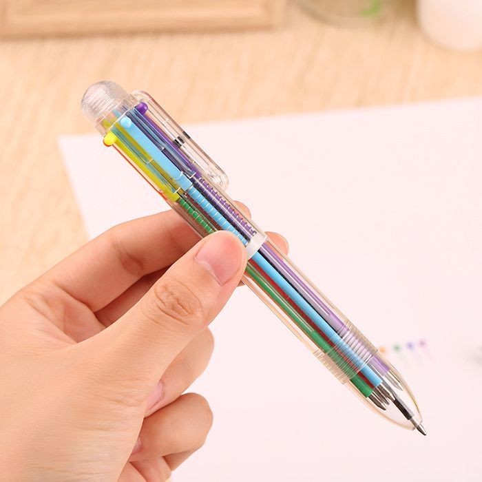 6色圆珠笔彩色笔芯 可爱6色合1圆珠笔按动多色圆珠笔学生文具用品