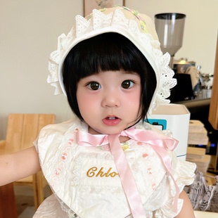 Hanakimi麒美英国小公主波奈特新生婴儿满月宝宝百天礼物出院帽子