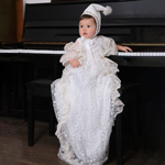 国内现货Hanakimi蕾丝新生儿婴儿男女童宝宝满月百天礼服公主裙