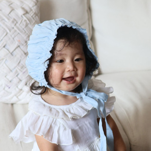 Hanakimi麒美英国品牌婴儿出游女童宝宝出院胎帽新生儿礼物苎麻帽