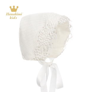 Hanakimi麒美英国新生婴儿满月礼物宝宝胎帽百天周岁华夫格出院帽