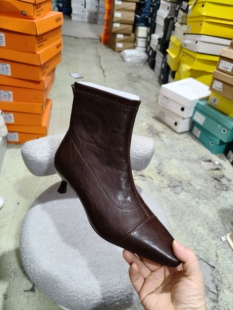 2025薄绒款新款女鞋时装靴舒适百搭女鞋时装靴棉6855棕色