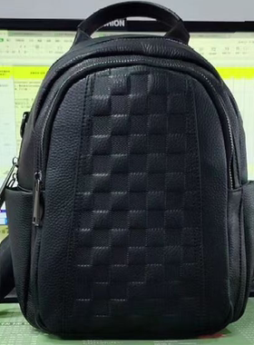 美美家双肩包背包学生大容量时尚潮流黑色米色B11543HS2